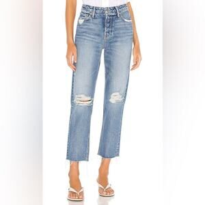 GRLFRND Helena straight‎ leg crop Retrograde distressed knees jeans size 29